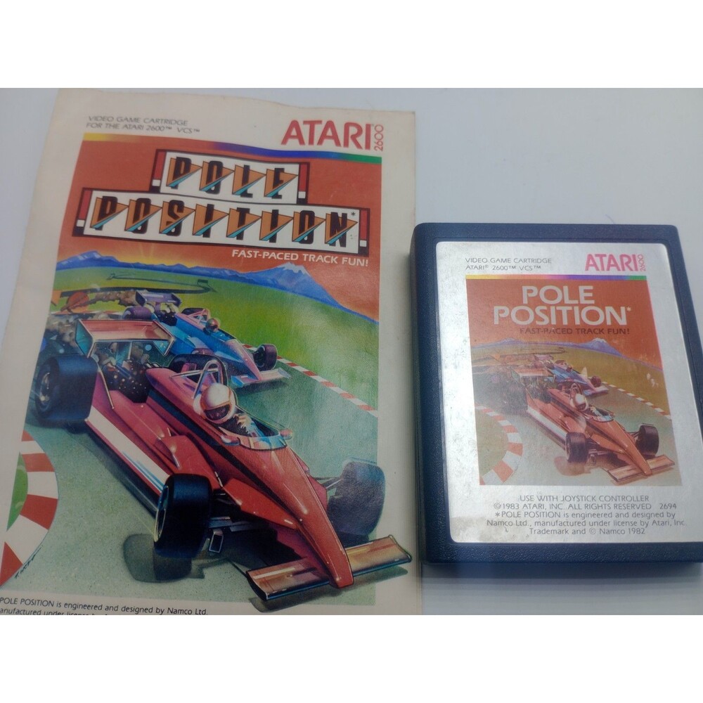 Pole Position (Atari 2600, 1983) Cartridge And Manual